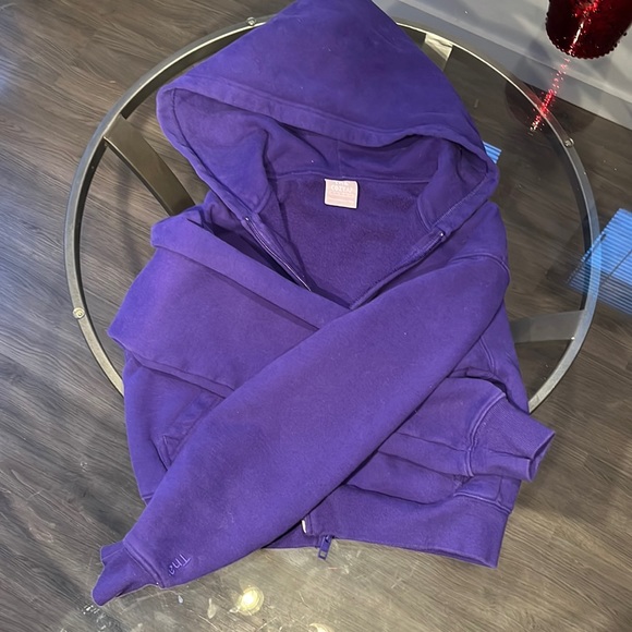 Purple crop TNA COZYAF zip up hoodie - Picture 1 of 4